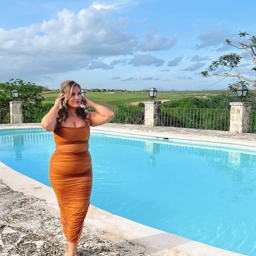 Elegant Orange Ruched Dress
